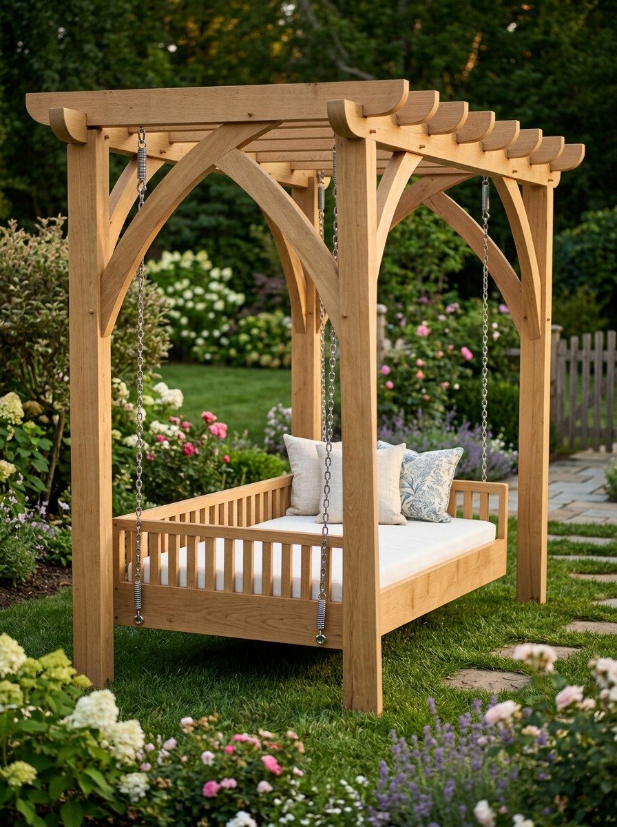 Hanging Swing Bed with Pergola - Photo 2