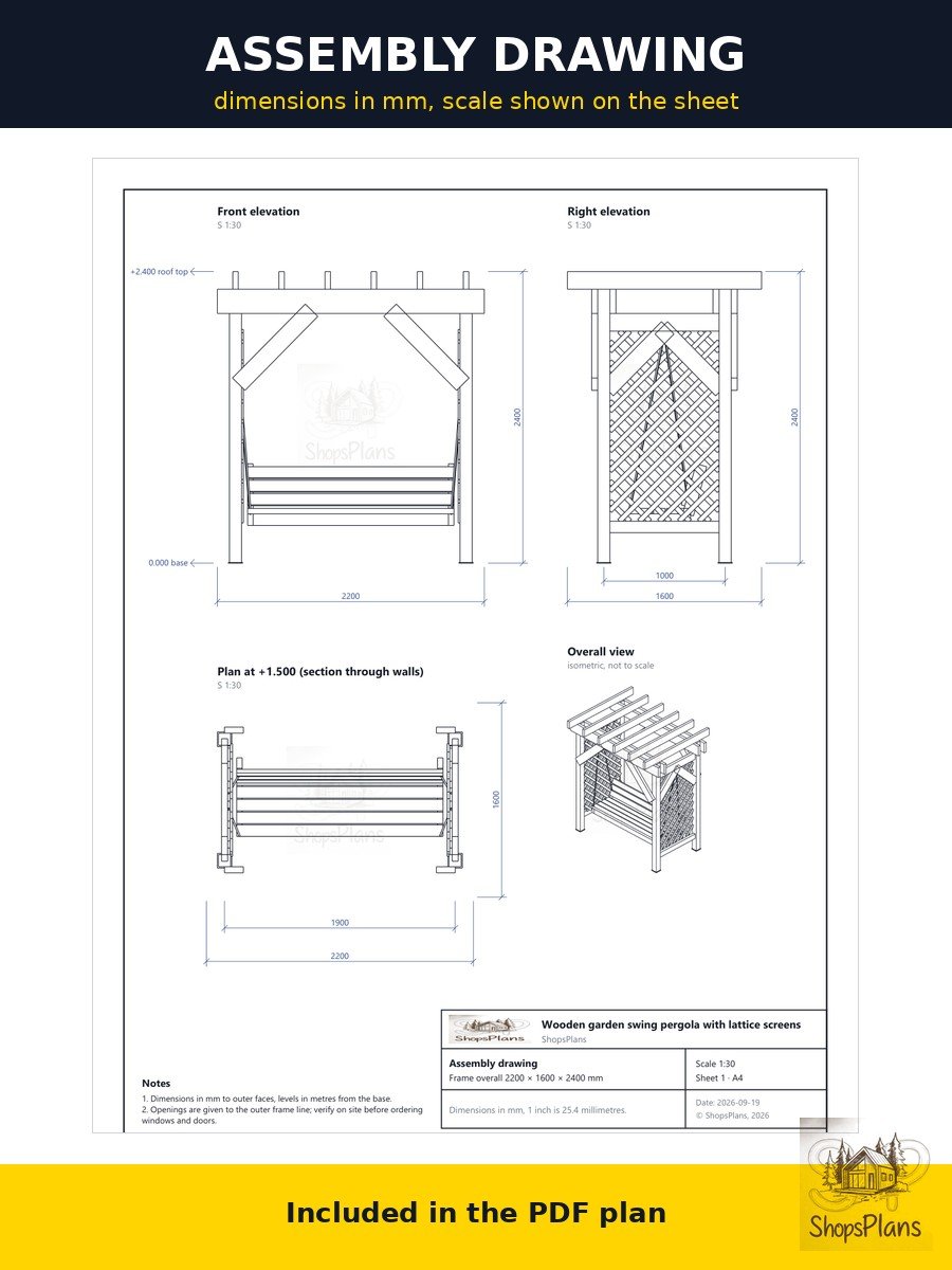 Garden Pergola Swing with Trellis - Photo 6