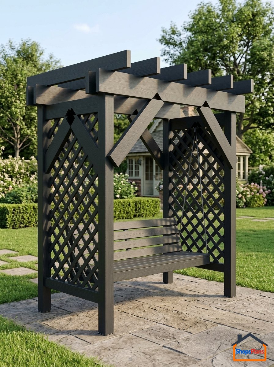 Garden Pergola Swing with Trellis - Photo 1