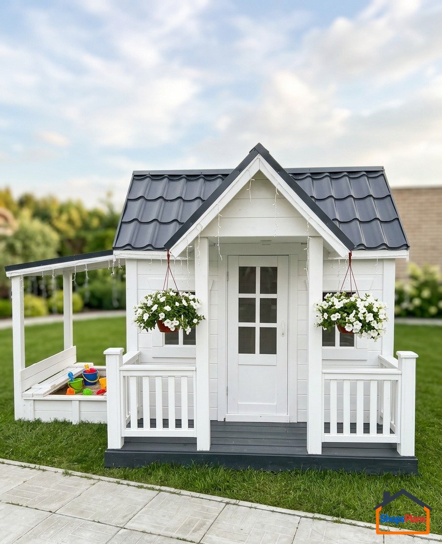 Kids Wooden Playhouse with Sandbox - Photo 1